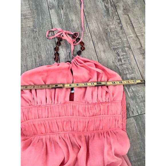 Bebe Women's Coral Orange Ombre Halter Neck Maxi Dress Size Small - Picture 4 of 10